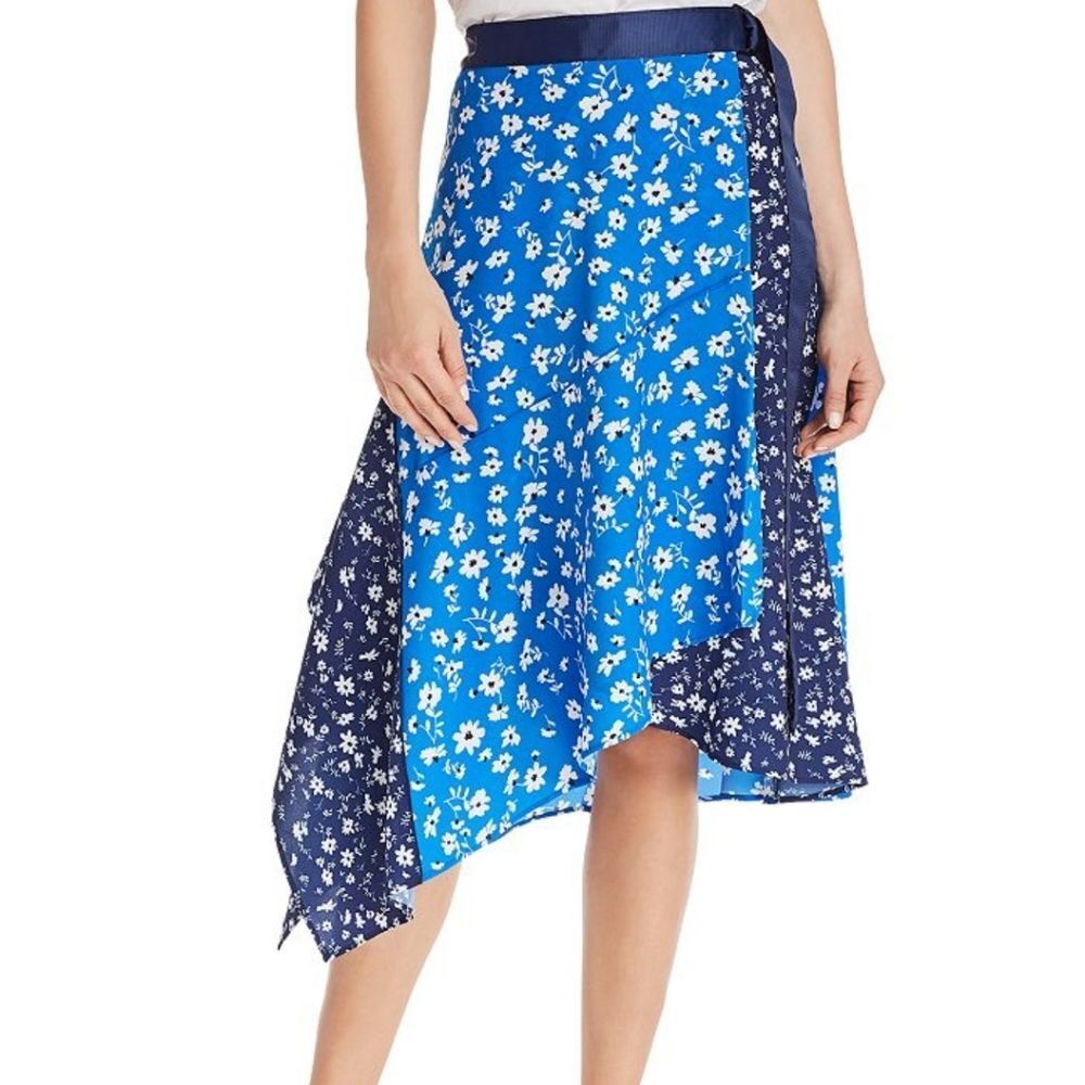 AQUA Mixed floral print skirt/size S/Asymmetrical/Flared/Midi